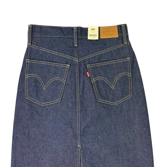Levi’s Premium High-Rise Denim Midi Skirt NWT (XS / Size 2 / 26 Dark Wash) - Picture 7 of 16